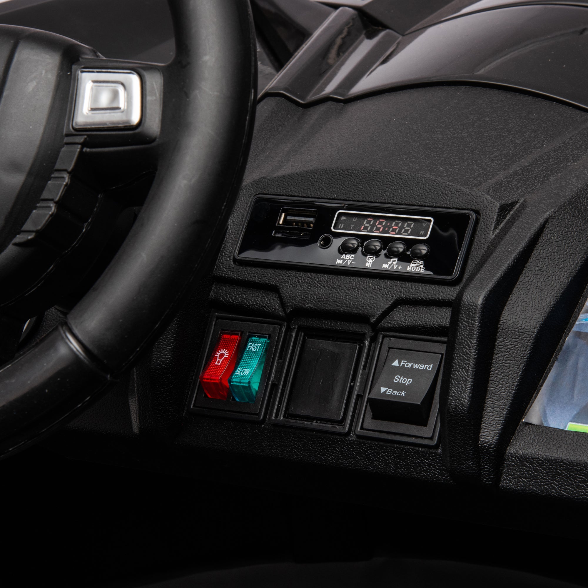 Side by side 4x4 ride-on truck for kids, featuring a durable design with working headlights, adjustable seat, and forward/reverse motion. Equipped with realistic off-road tires and easy-to-use controls, this electric truck provides an exciting outdoor adventure for children ages 3-7