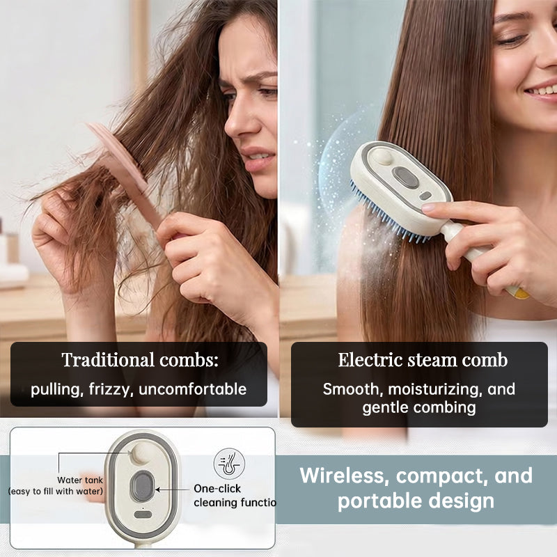 Electric Steam Hair Brush with Mist, Ionic Straightening Comb for Less Breakage & No Residue, Smooth Shiny Hair Styling Tool Hot Deal Warehouse
