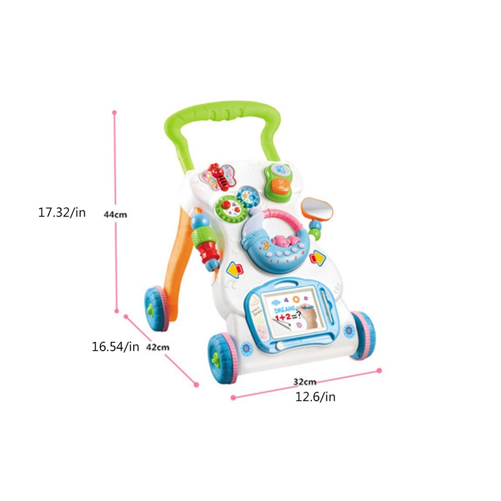 Unisex infants' walker with adjustable features, designed to support babies as they begin to explore and develop their walking skills, featuring a comfortable seat and colorful, engaging design
