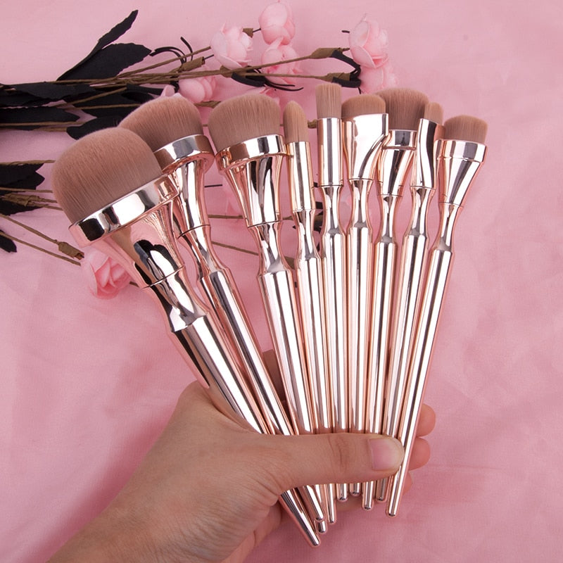 “9 piece rose golden makeup brush set – professional, soft brushes for flawless makeup application – Hot Deal Warehouse beauty tools”

