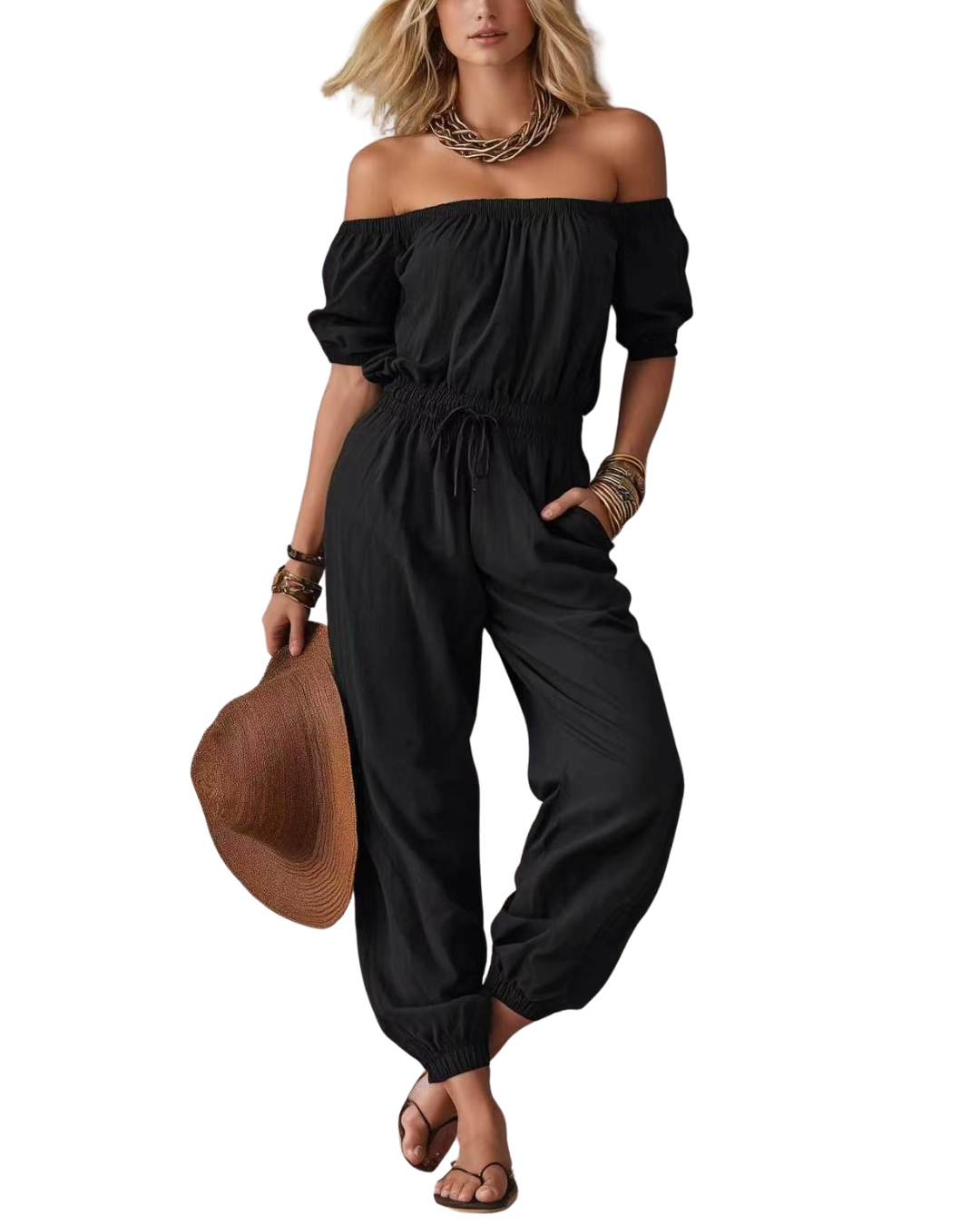 Women's lace-up casual jumpsuit