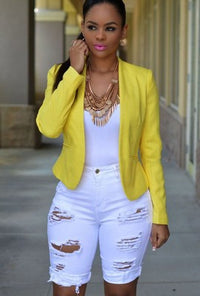 Fashion High Waist Ripped Denim Shorts for Women featuring a flattering high-waisted fit and trendy ripped detailing for a stylish, casual look.