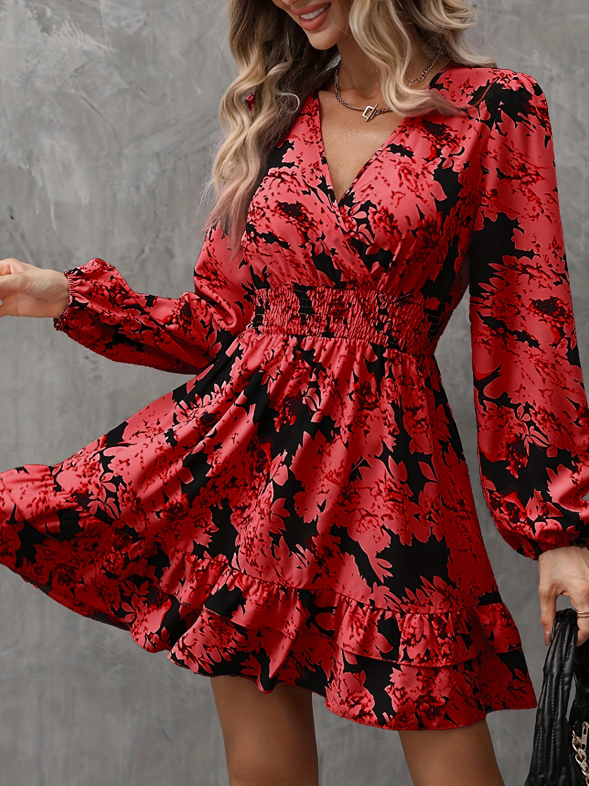 flattering V-neck midi dress women