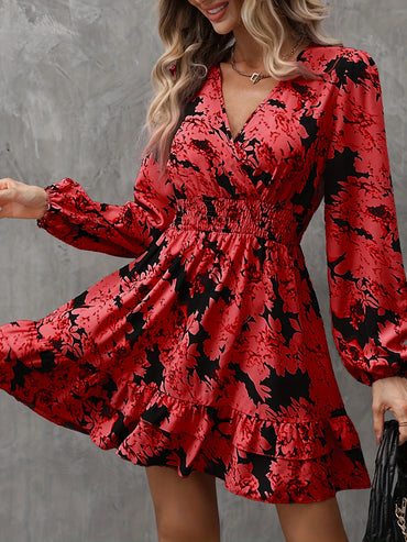 flattering V-neck midi dress women