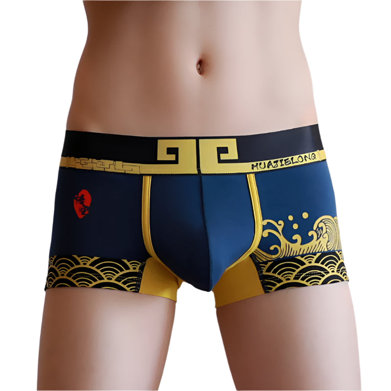 Plus-size men’s cotton boxer briefs in solid color design

