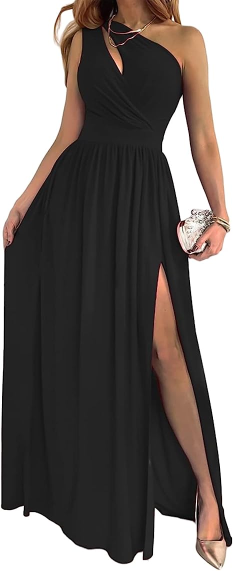 “Chloe High Split Maxi Dress in black – elegant women’s maxi dress with a high leg split, perfect for special occasions or evening wear – Hot Deal Warehouse fashion”



