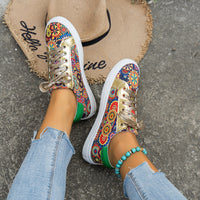 Round toe board shoes printed canvas for women, featuring unique prints, durable canvas upper, and comfortable fit for casual wear.









