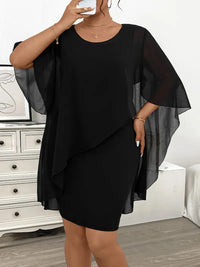“Chiffon Shawl Wrapped Hip Plus Size Dress – elegant plus size women’s dress with a flowing chiffon shawl, perfect for special occasions and evening wear – Hot Deal Warehouse fashion”


