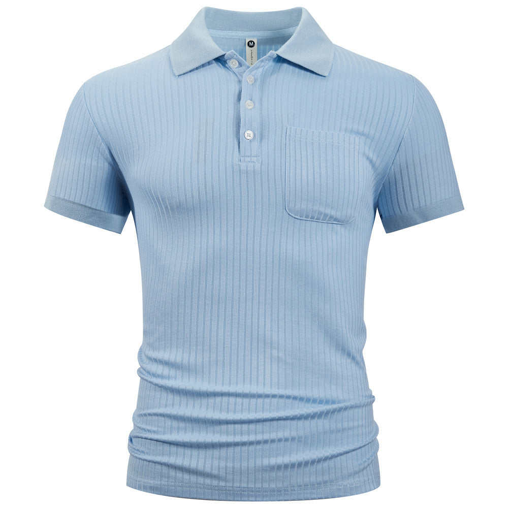 Men’s striped cotton short sleeve shirt, breathable summer fashion, classic trendy design, casual men’s wear.