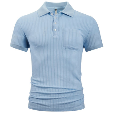 Men’s striped cotton short sleeve shirt, breathable summer fashion, classic trendy design, casual men’s wear.