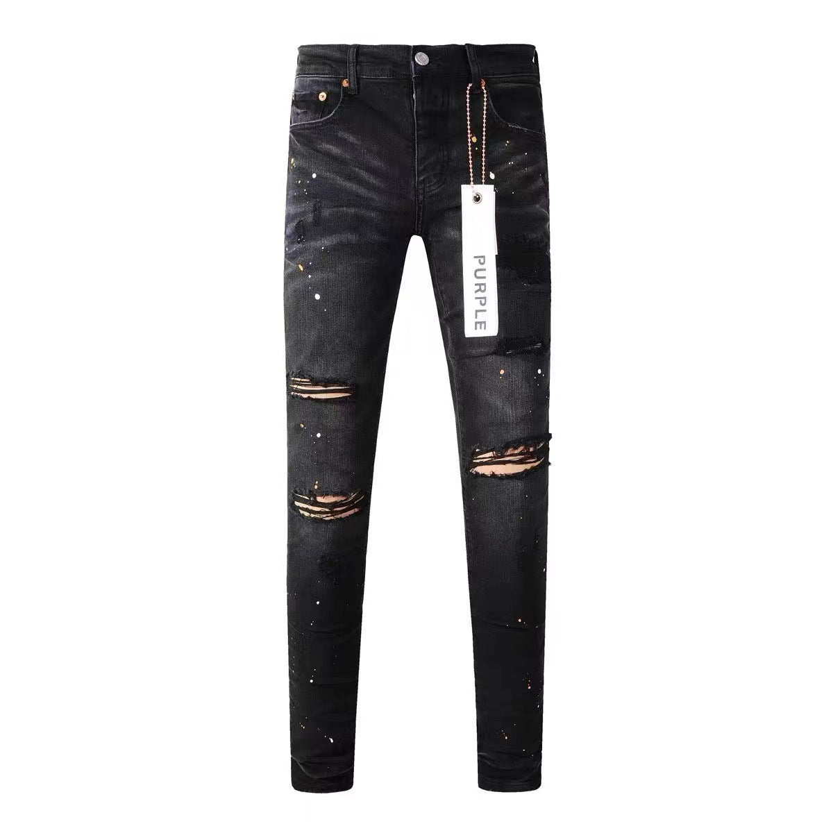 “American High Street hole & patch retro straight jeans – trendy, distressed denim with patchwork details for a vintage-inspired look – Hot Deal Warehouse fashion”


