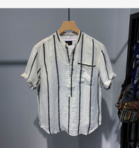 Men's Stand Collar Pullover Shirt, modern design, breathable fabric, stylish and versatile.