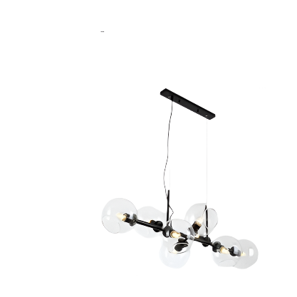 Modern Nordic minimalist glass chandelier lighting in living room setting


