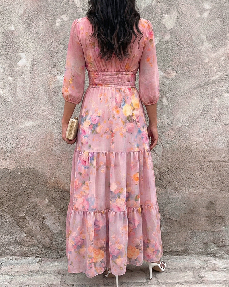 Elegant Bloom Layered Ruffled Dress Hot Deal Warehouse