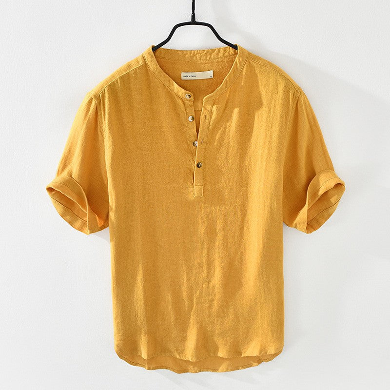 Men's Stand Collar Pullover Shirt, modern design, breathable fabric, stylish and versatile.