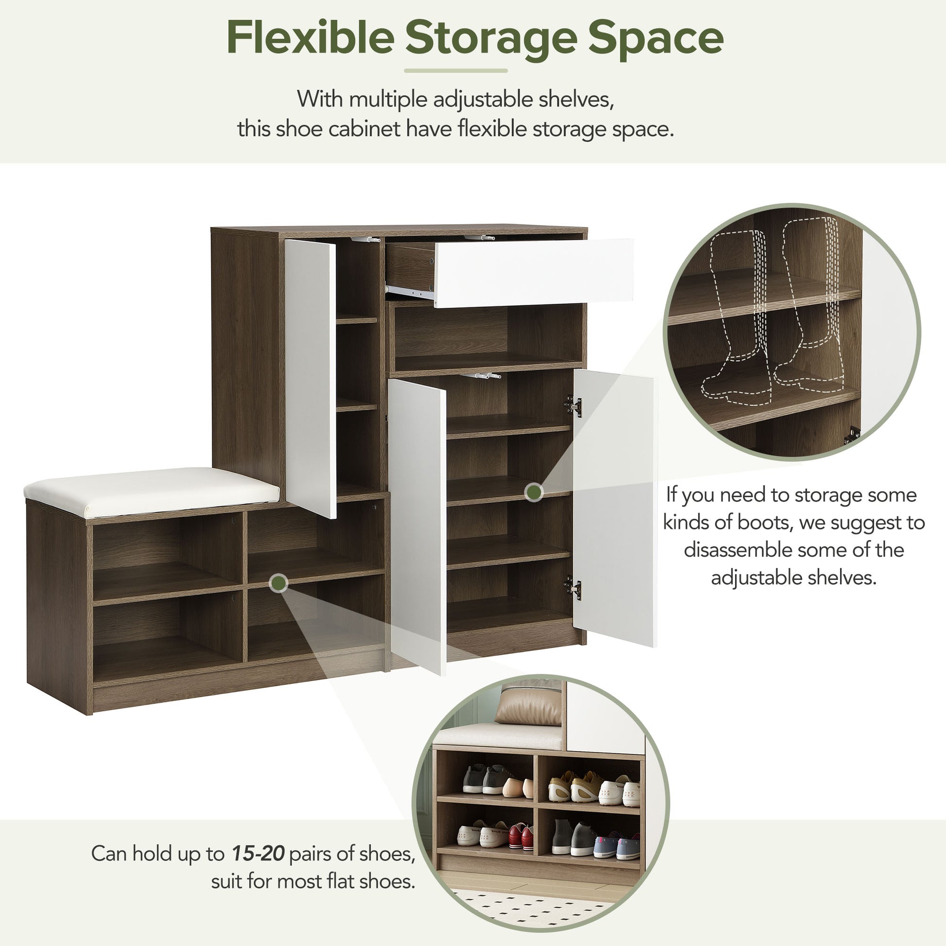 “2-in-1 shoe storage platform cabinet – multifunctional organizer for shoes and entryway essentials – Hot Deal Warehouse home furniture”

