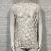Solid Color Round Neck Sleeveless Hollow Knitted Vest in lightweight, breathable fabric for a stylish and comfortable fit.