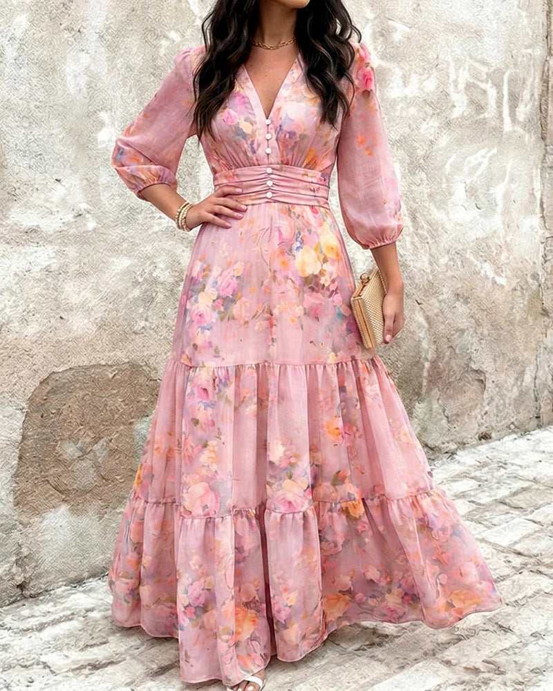 Elegant Bloom Layered Ruffled Dress Hot Deal Warehouse