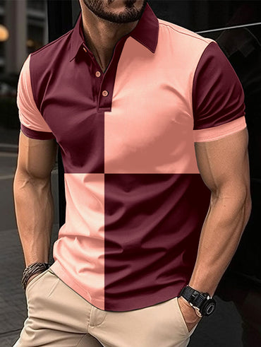 “Casual sports short sleeve color stitching turnover neck polo shirt – men’s modern polo with contrast panels, perfect for active lifestyles and everyday comfort – Hot Deal Warehouse menswear”









