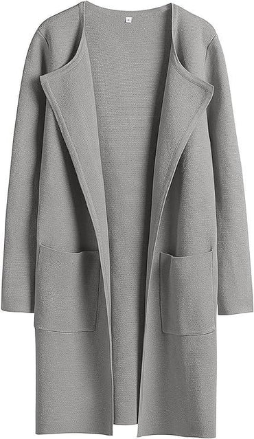 Women's Slim Fit Woolen Mid-Length Coat with Pockets and Lapel – Autumn & Winter Fashion

