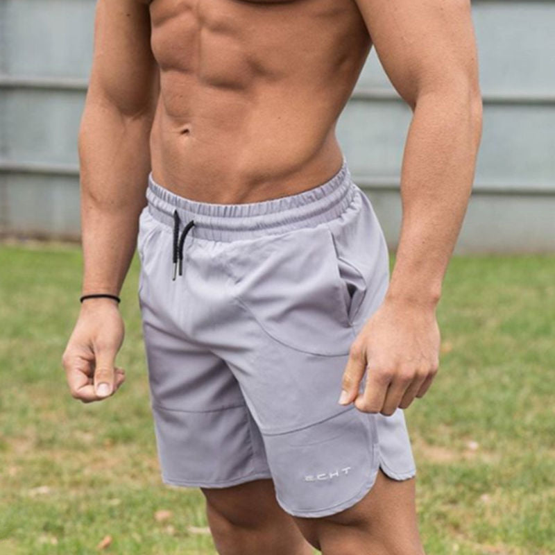 Men’s summer running shorts made from lightweight, breathable fabric, featuring an elastic waistband and moisture-wicking technology for comfort during workouts