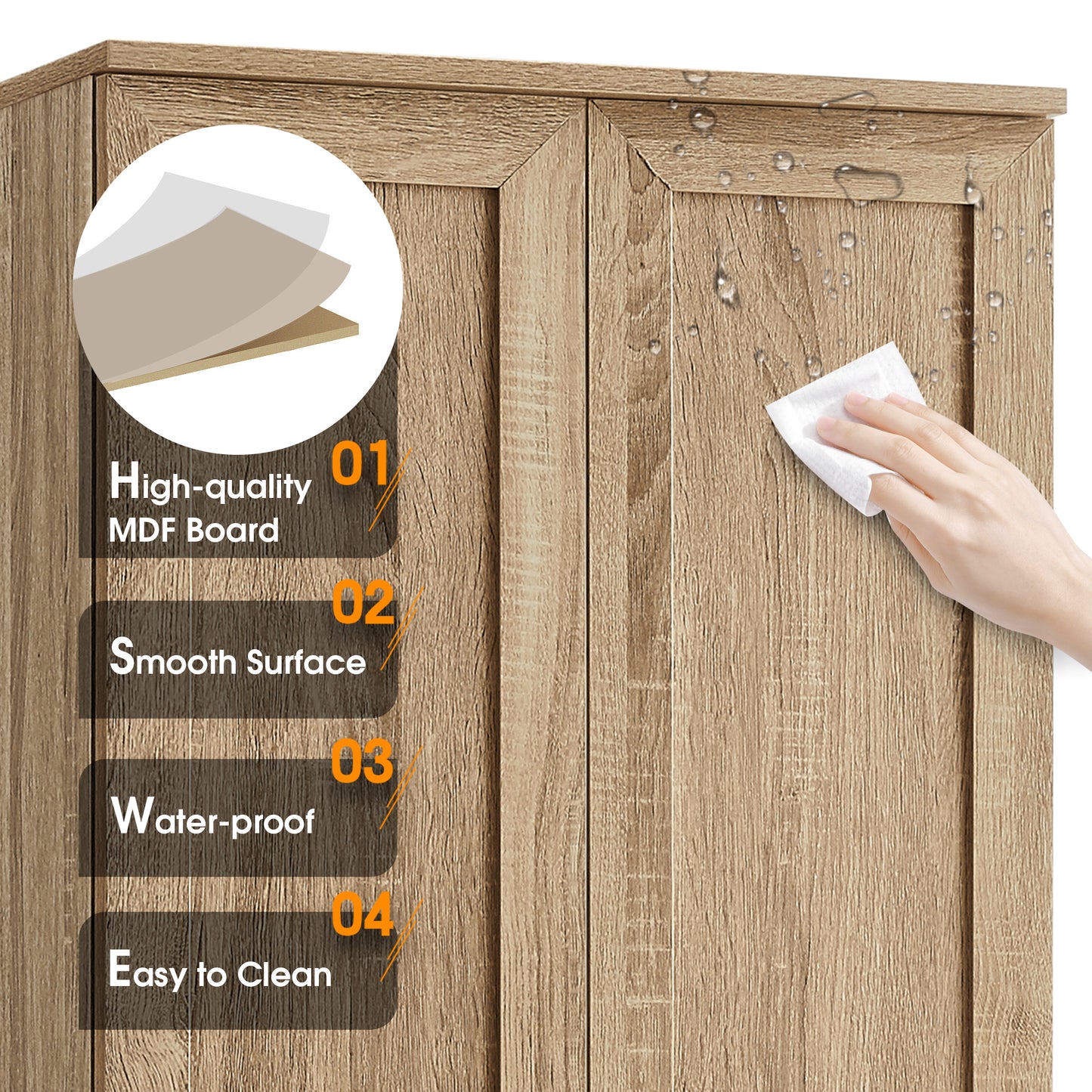 Brown MDF storage cabinet with adjustable shelf and two doors