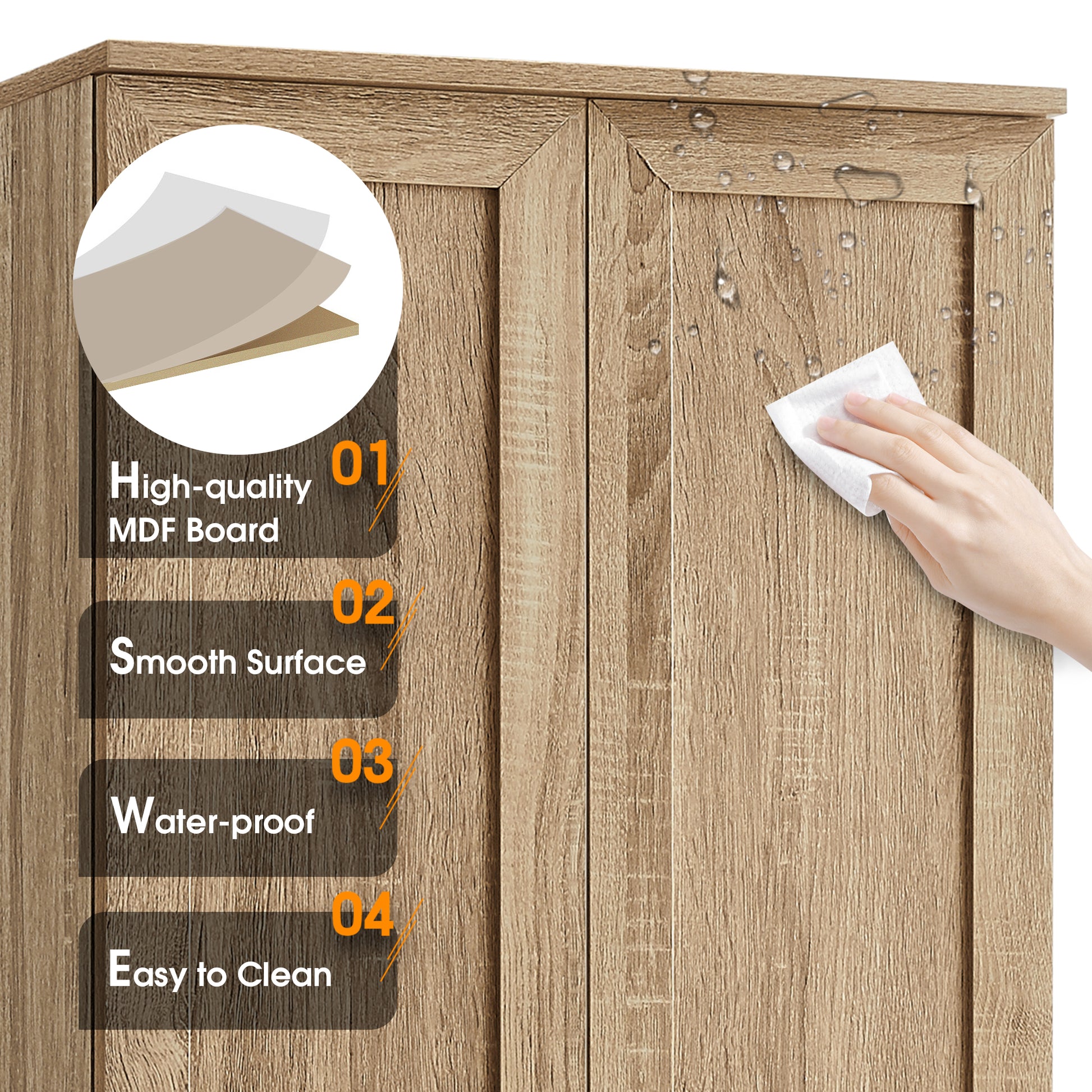 Brown MDF storage cabinet with adjustable shelf and two doors
