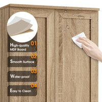 Brown MDF storage cabinet with adjustable shelf and two doors