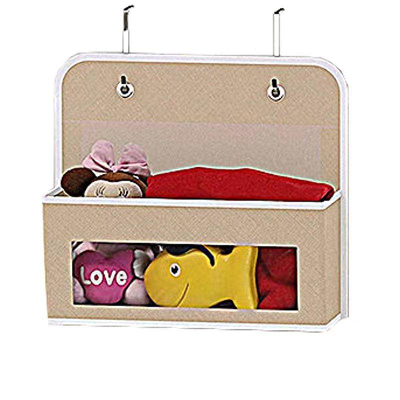 5-pocket hanging organizer on the back of a white bedroom door

