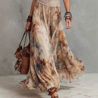 French Vintage Painted Floral Backless Strapless Summer Beach Vacation Long Dress Hot Deal Warehouse