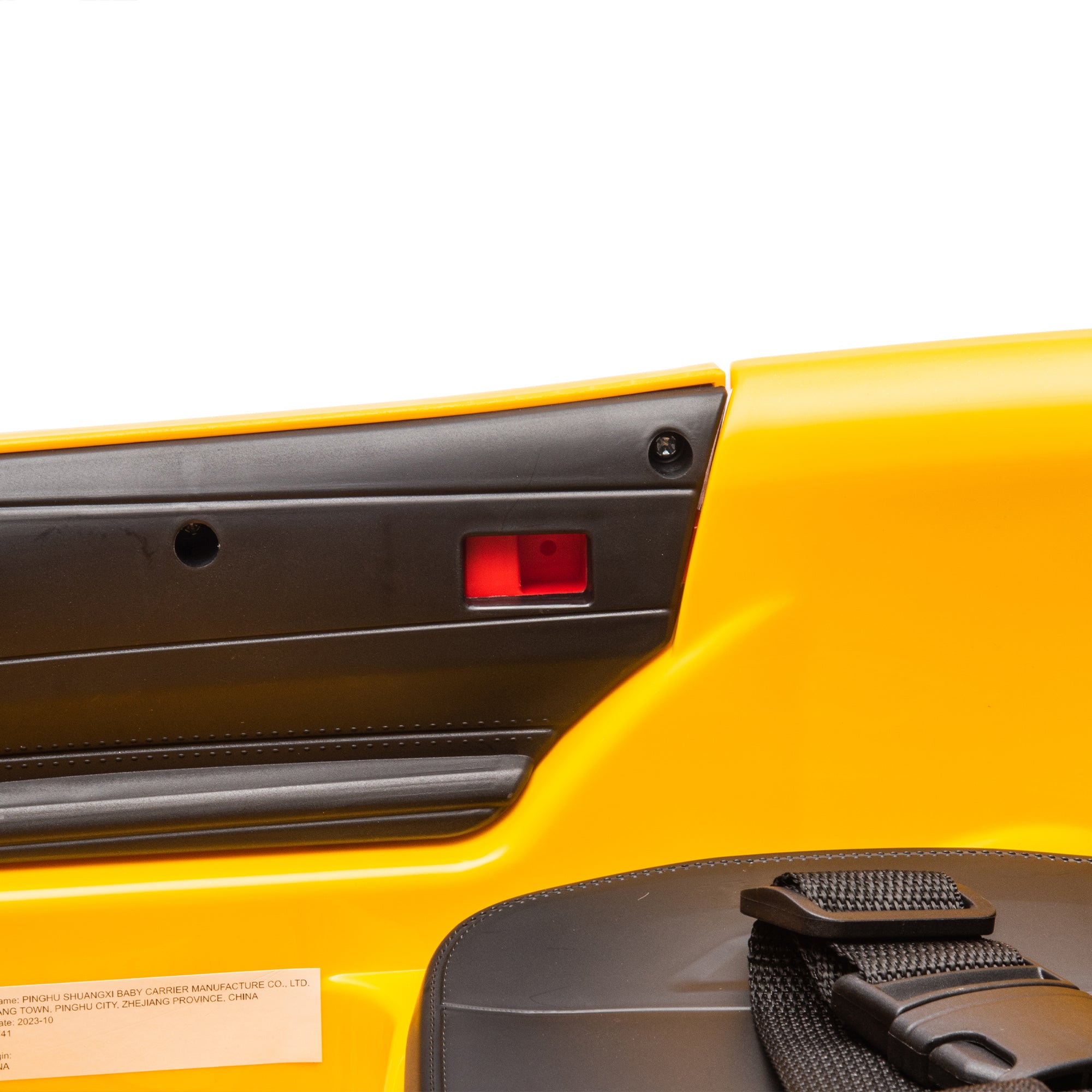 Yellow BMW M4 12V electric ride-on car for kids, featuring authentic design with working headlights, MP3 player, and forward/reverse motion. Comes with adjustable seat and steering wheel, providing a realistic driving experience for children aged 3-6