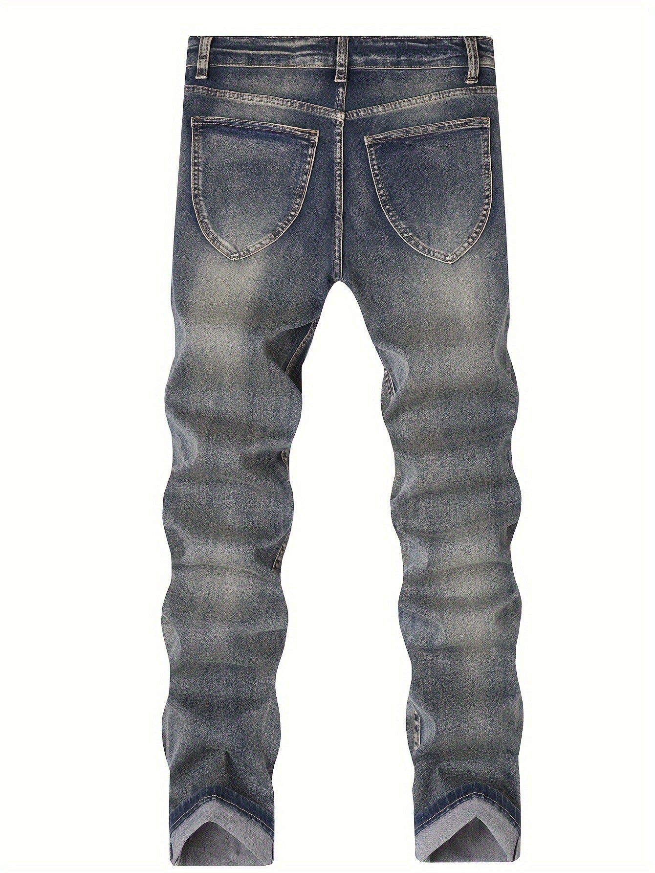 Mens Casual Stretch Slimming Retro Blue Skinny Jeans Hot Deal Warehouse