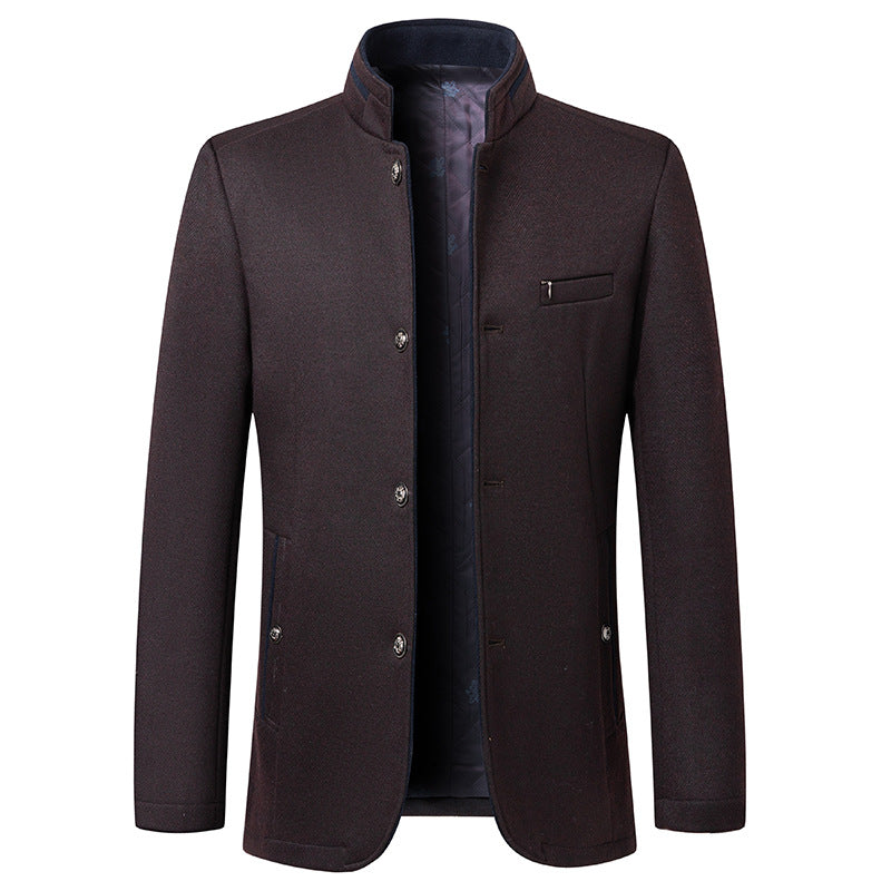 “Business stand collar woolen coat – men’s elegant, warm overcoat with a modern stand collar, perfect for professional and formal wear – Hot Deal Warehouse menswear”

