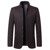 “Business stand collar woolen coat – men’s elegant, warm overcoat with a modern stand collar, perfect for professional and formal wear – Hot Deal Warehouse menswear”

