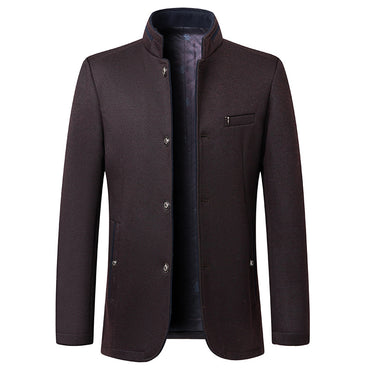 “Business stand collar woolen coat – men’s elegant, warm overcoat with a modern stand collar, perfect for professional and formal wear – Hot Deal Warehouse menswear”

