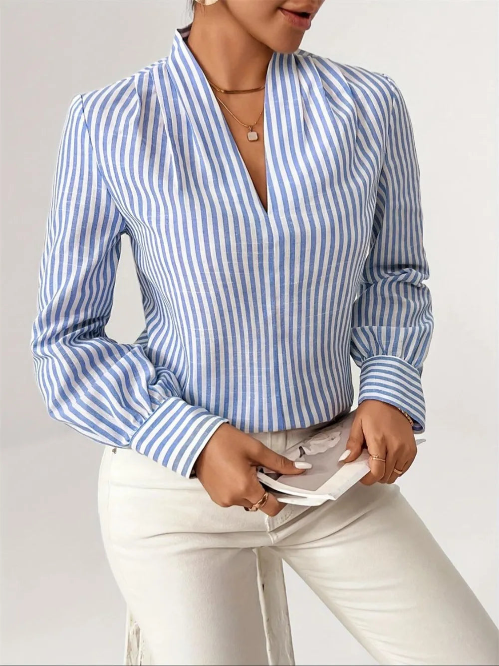 “Clovelly Striped Shirt – women’s stylish striped shirt with a relaxed fit, perfect for casual or beachwear looks – Hot Deal Warehouse fashion”


