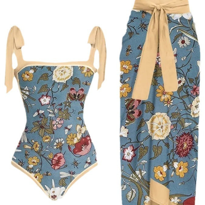 Palm Breeze Chiffon Printed Swimsuit