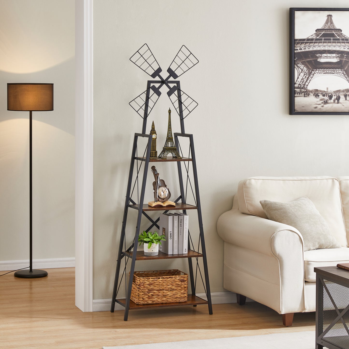 “4 tier narrow bookshelf – space-saving vertical shelving unit for books, décor, and storage – Hot Deal Warehouse furniture”


