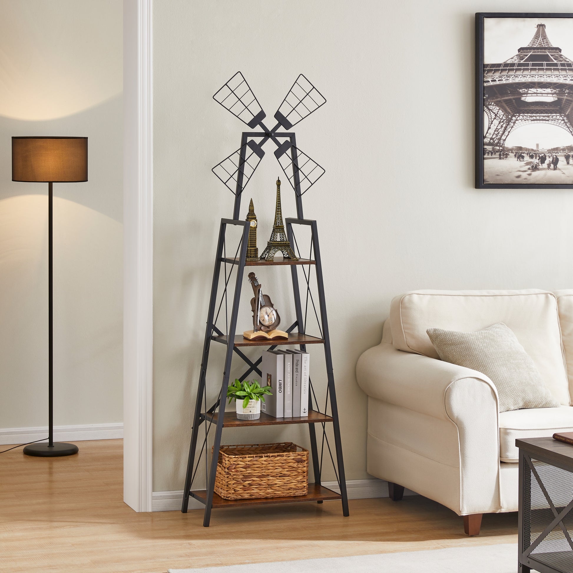 “4 tier narrow bookshelf – space-saving vertical shelving unit for books, décor, and storage – Hot Deal Warehouse furniture”

