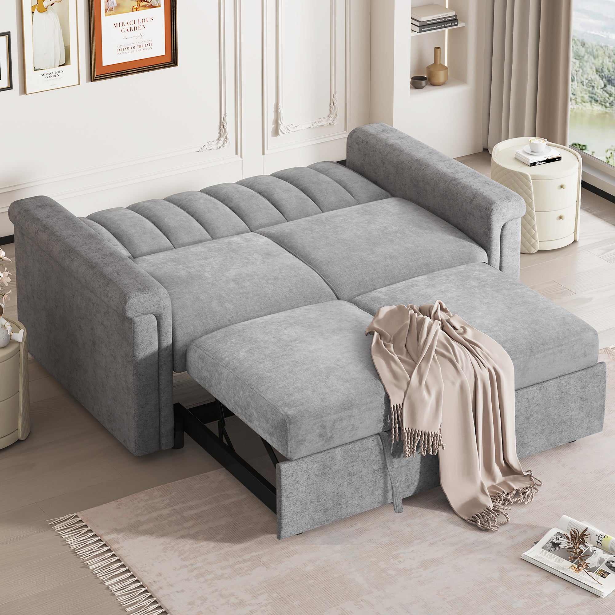 U Style Convertible Sofa With Pull Out Bed