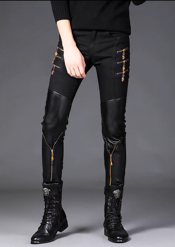 Slim-fit Black Straight-leg Pants Hot Deal Warehouse