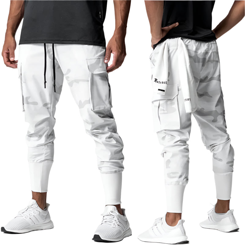 Spring Fitness Sports Men Casual Loose Thin Woven Workwear Leggings designed for comfort, breathability, and durability during workouts and casual wear.