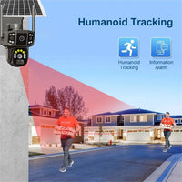 Outdoor solar-powered security camera with pan-tilt rotation, night vision, and remote monitoring for off-grid surveillance.

