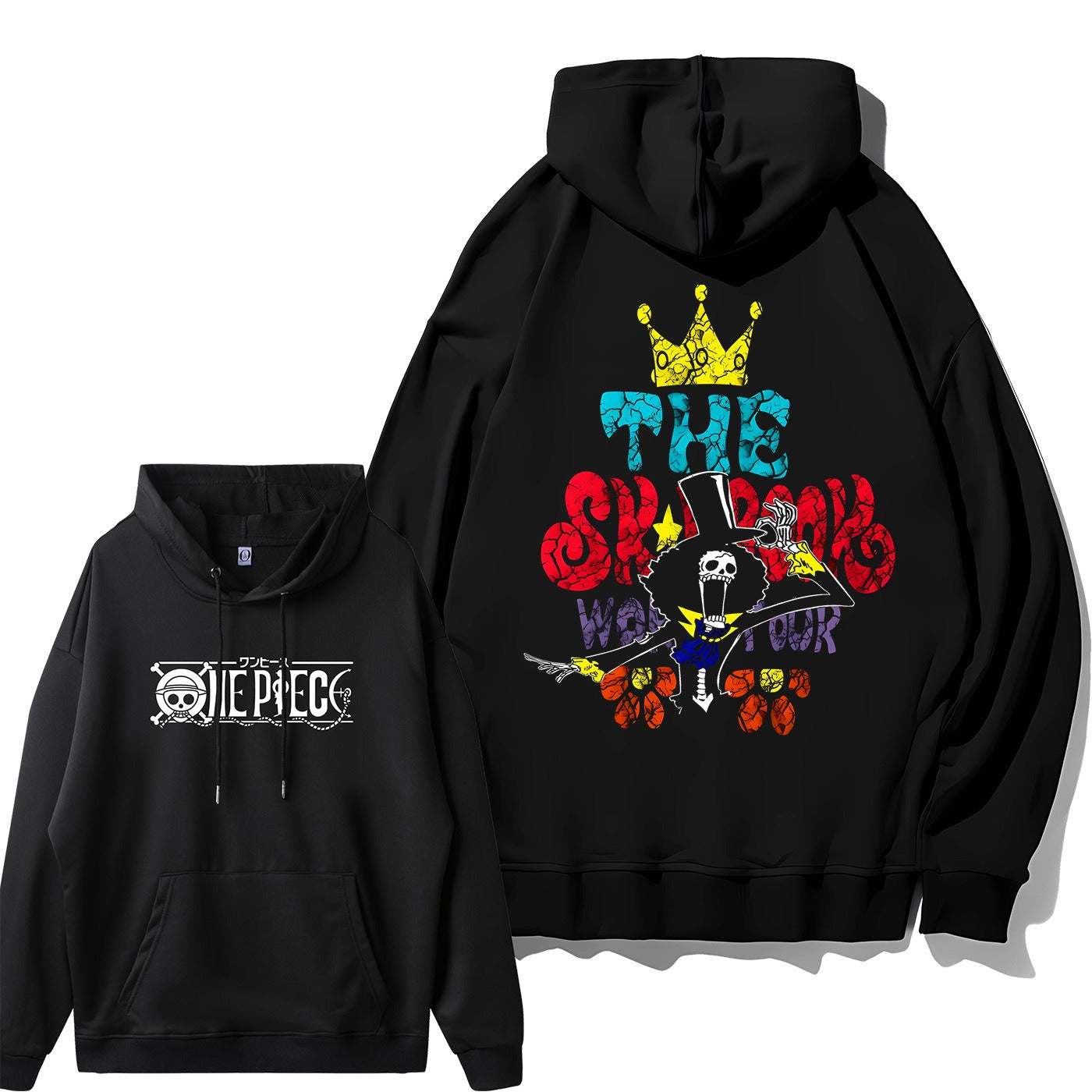Loose fit Luffy hoodie with One Piece pirate print on front


