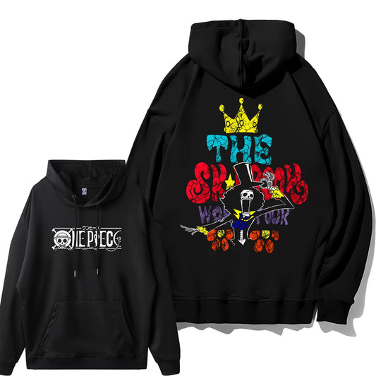 Loose fit Luffy hoodie with One Piece pirate print on front

