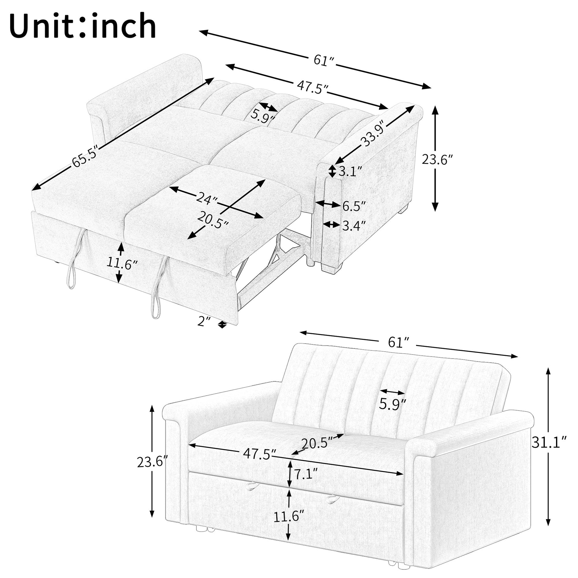 U Style Convertible Sofa With Pull Out Bed Hot Deal Warehouse