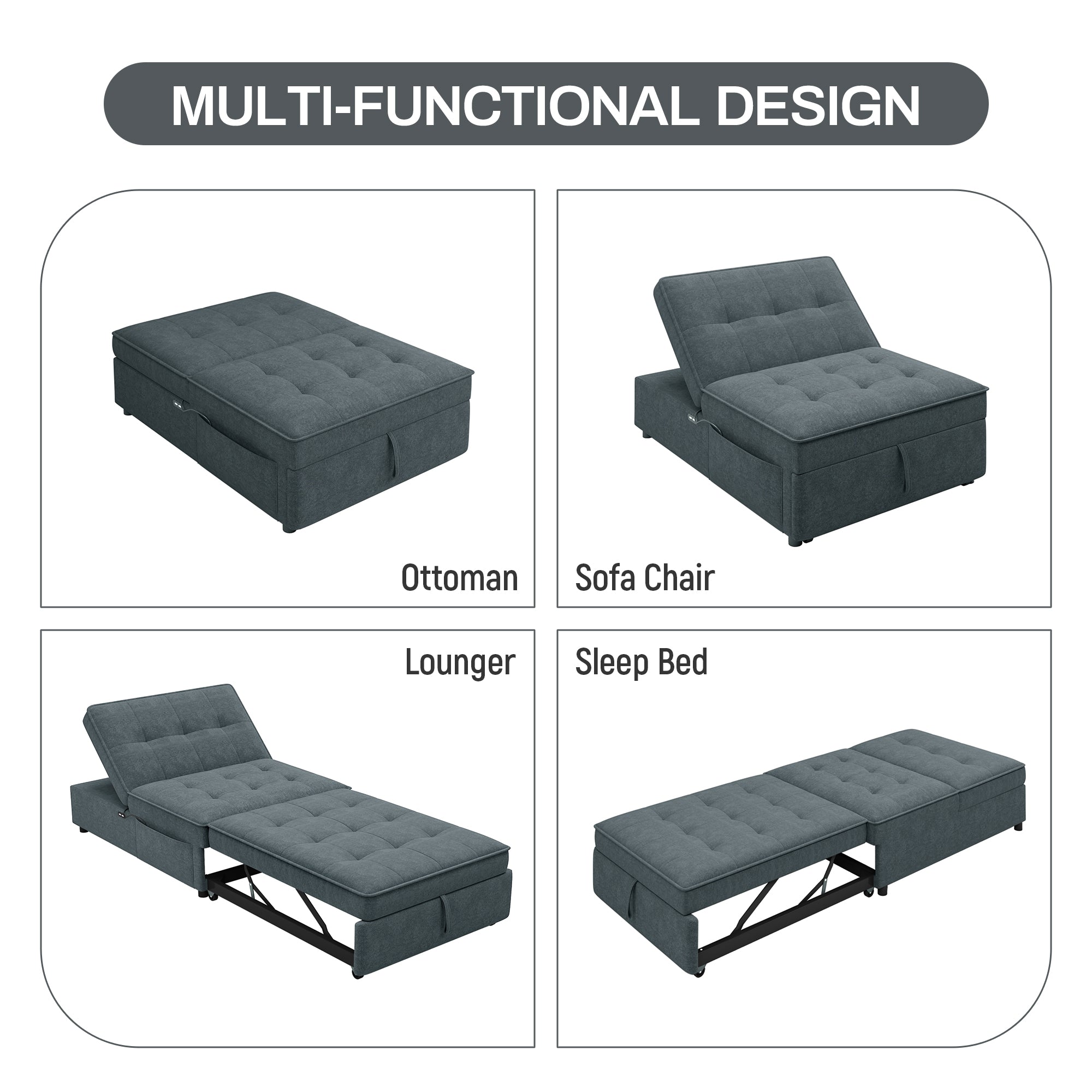 “Four in One Sofa Bed – versatile convertible sofa bed with multiple configurations, perfect for maximizing space and comfort in any room – Hot Deal Warehouse furniture”
