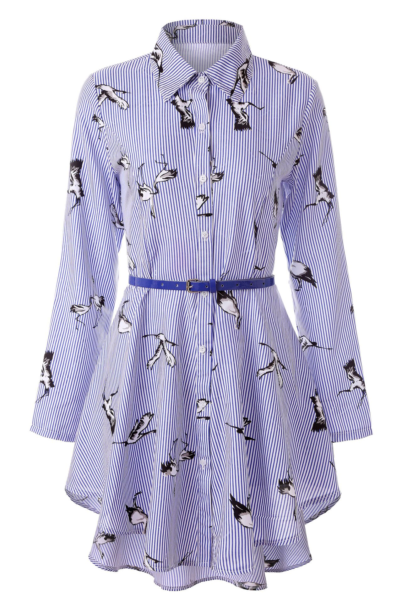 Elegant long sleeve striped shirt dress for women – perfect for casual, office, and evening wear.

