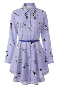 Elegant long sleeve striped shirt dress for women – perfect for casual, office, and evening wear.

