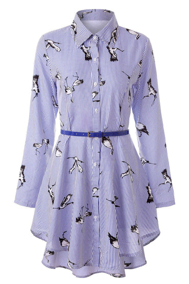 Elegant long sleeve striped shirt dress for women – perfect for casual, office, and evening wear.

